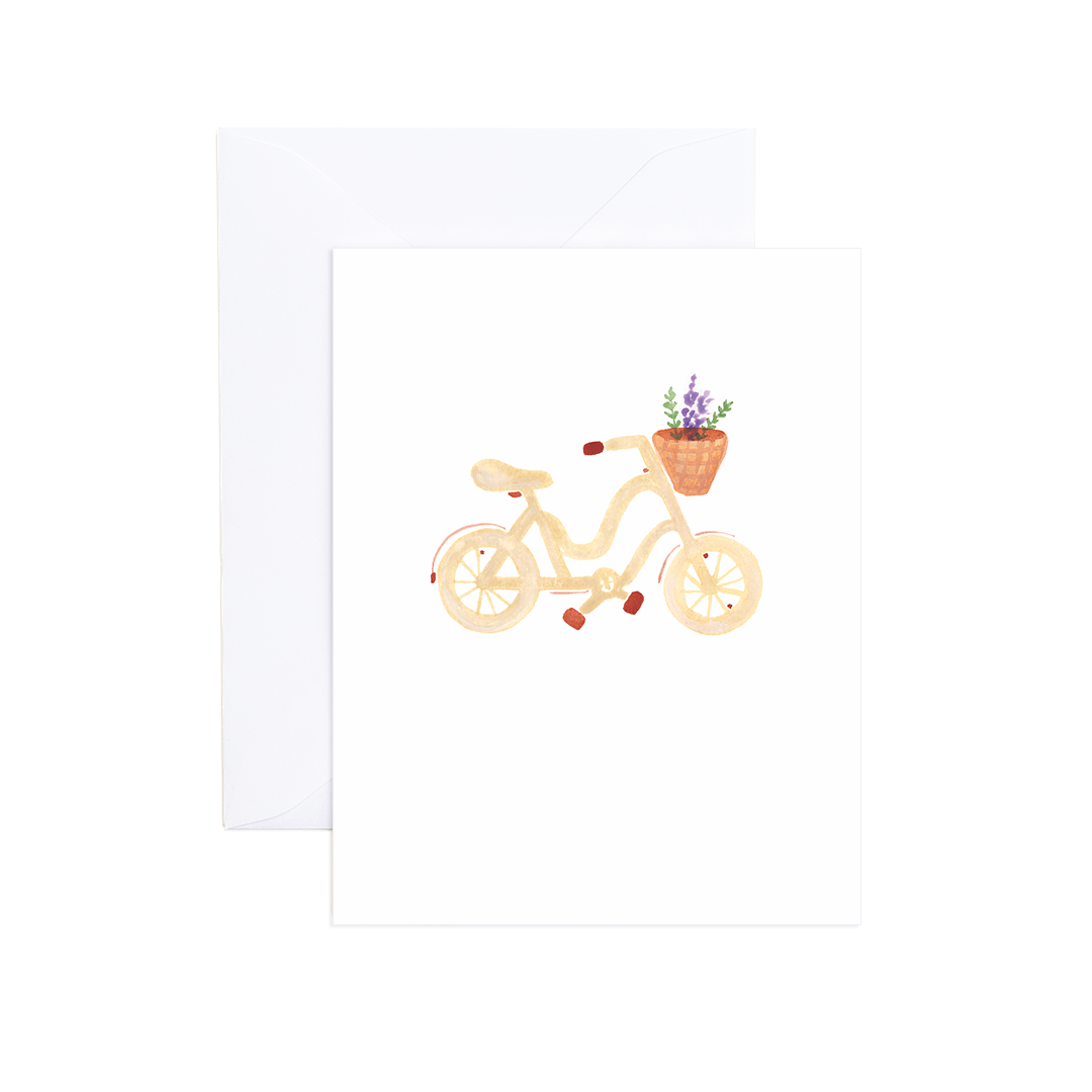 Watercolor Beach Cruiser Blank Greeting Card