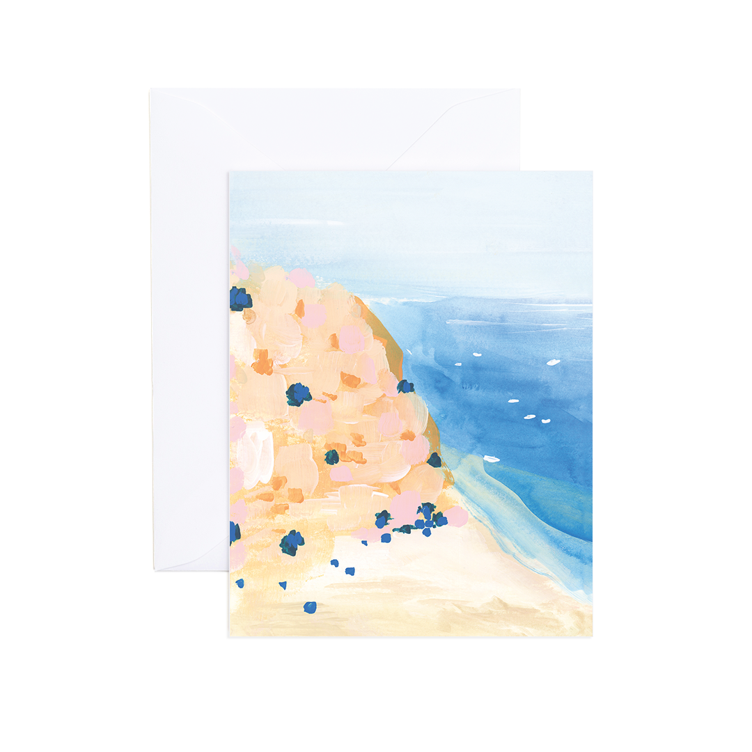 Watercolor Ocean Cliff Blank Greeting Card